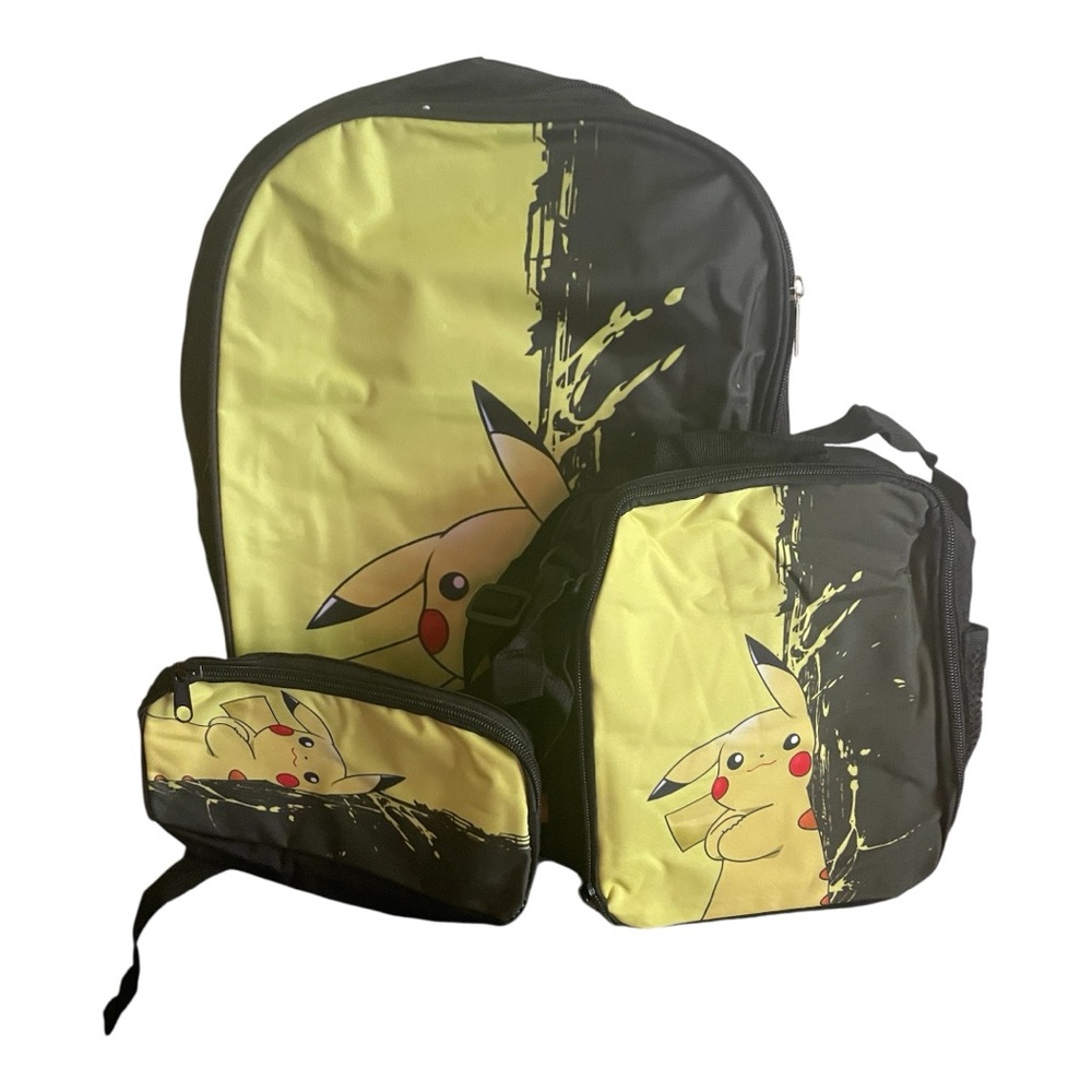 NWOT Kids Pikachu Backpack Set - Yellow and Black